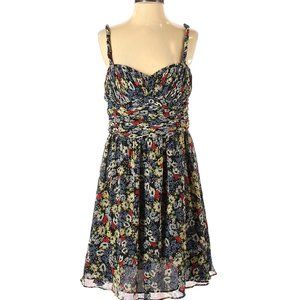 Suzi Chin For Maggy Boutique Black Floral Dress Boho Western Festival Co…